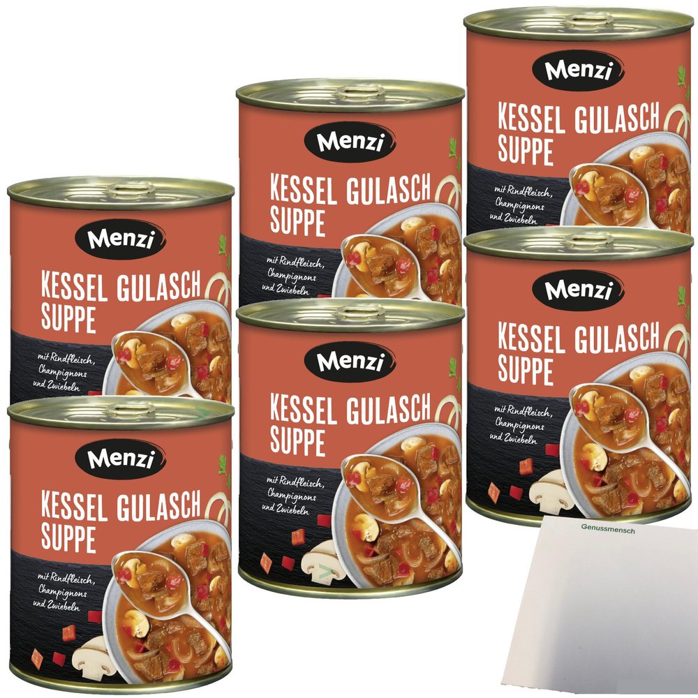 Menzi Kettle Goulash Soup with Beef, 6-Pack (6 x 800 ml Cans) + usy Block