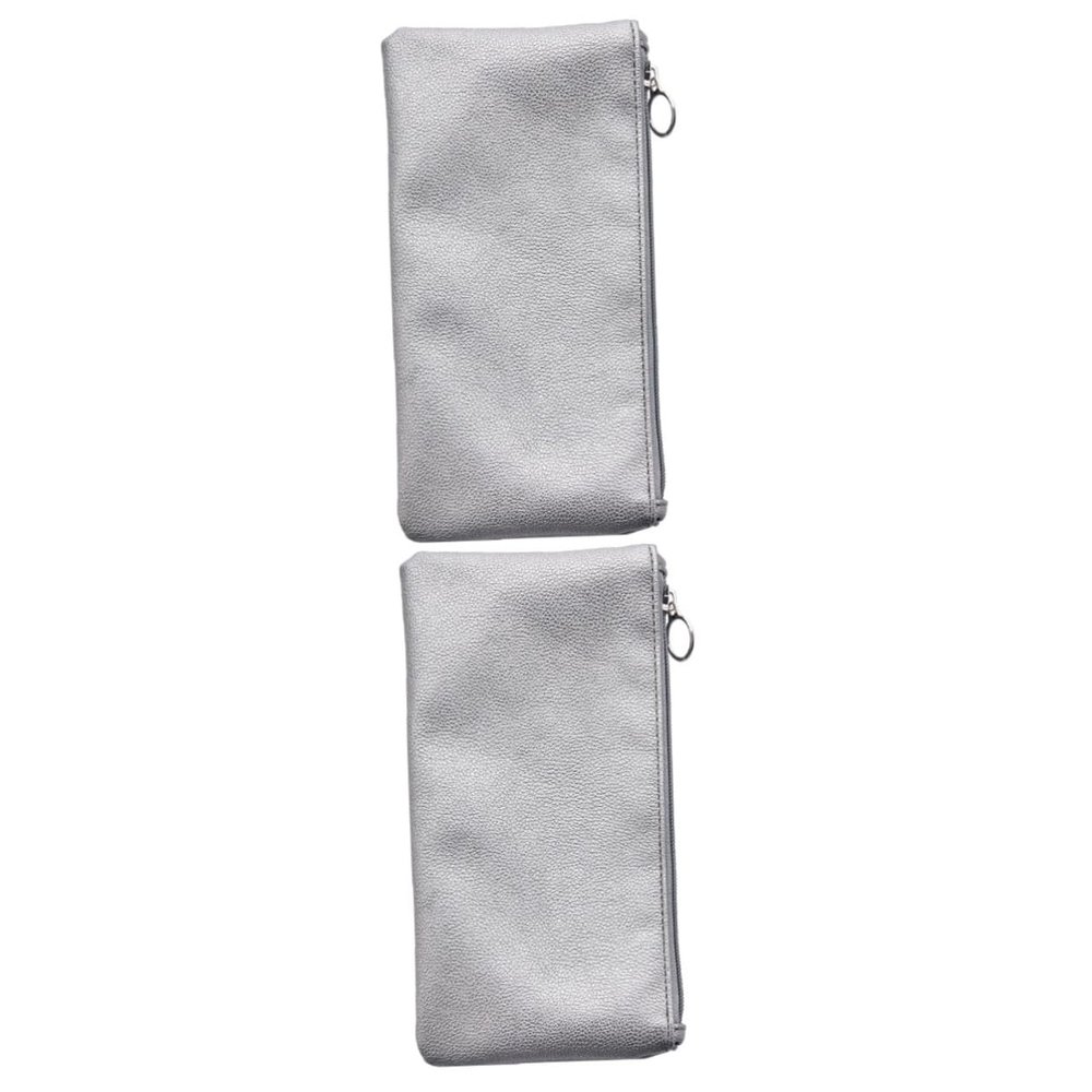 Housoutil 2-Pack Zipper Cosmetic Bags, PU Leather Makeup Pouches with Multiple Compartments