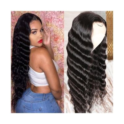 Loose Deep Wave 13 x 4 HD Lace Frontal Wig, 14–40 in Brazilian Human Hair, Natural Color