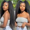 Kinky Straight Human Hair Lace Front Wig for Black Women, 13 x 4 Transparent Lace, Brazilian Remy Hair view 3