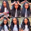 Kinky Straight Human Hair Lace Front Wig for Black Women, 13 x 4 Transparent Lace, Brazilian Remy Hair view 4
