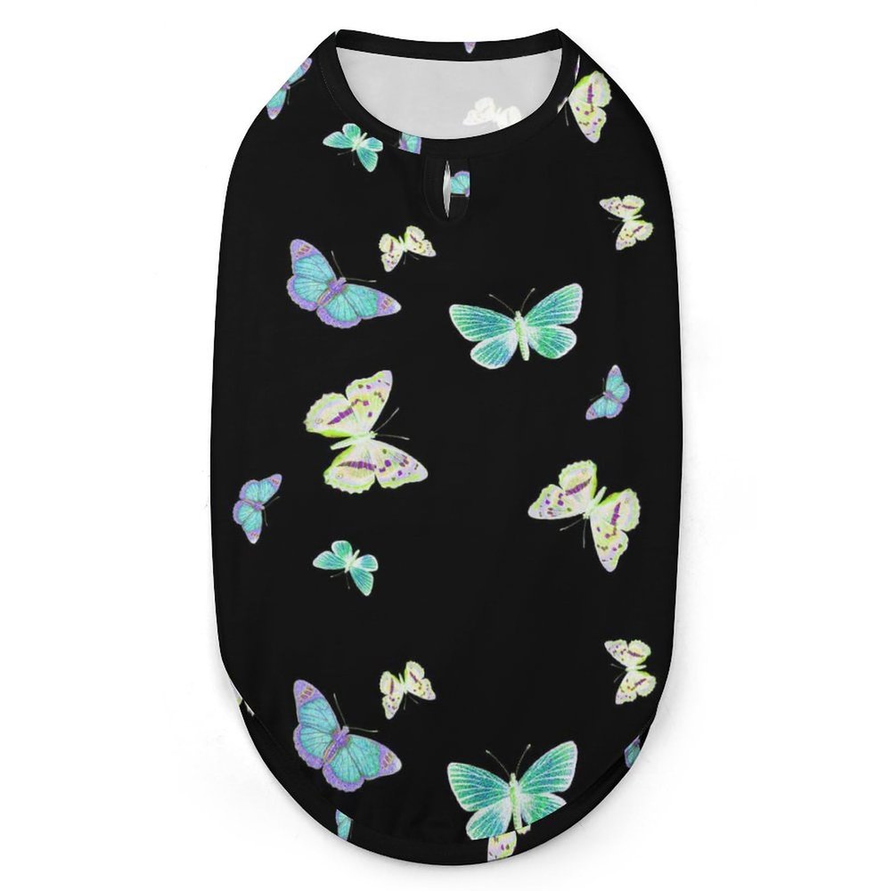 Butterfly Dress, Full-Moon Dog Shirt, Summer Pet T-Shirt, Soft Sleeveless Tank Top for Small Puppies and Cats, S