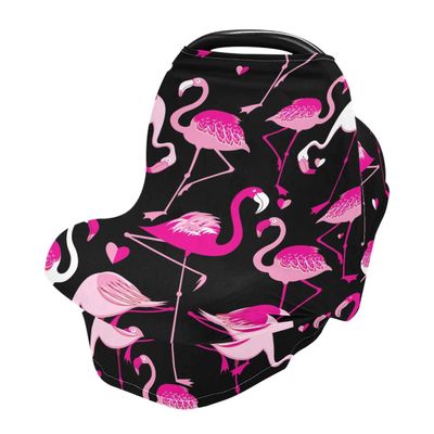 Cute Pink Flamingo Nursing Cover and Baby Car Seat Cover
