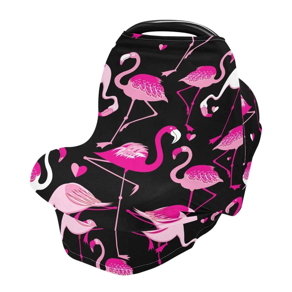 Cute Pink Flamingo Nursing Cover and Baby Car Seat Cover
