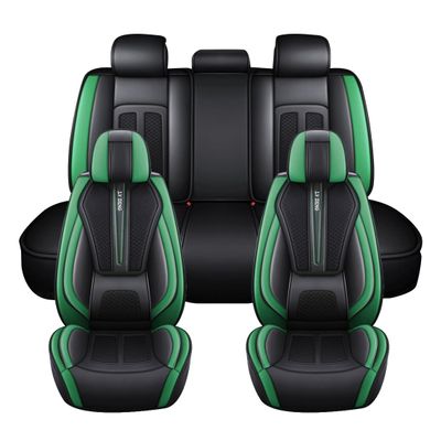 Awotzon Car Seat Covers for Hyundai Tucson 2005–2026, 5-Seat Full Set, All-Weather Faux Leather, Black/Green