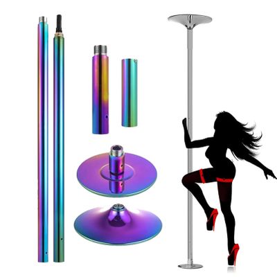 RayGenius Professional Static/Spinning Dance Pole, Portable 45 mm Pole for Home Use, Optional Extension Tubes 12.5/25/50/100 cm, 2.5–3.36 m