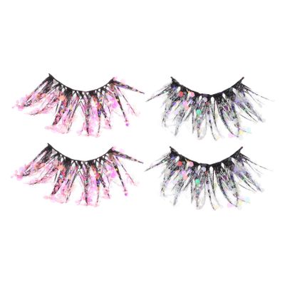 FRCOLOR 6 Pairs Glitter Colorful Glow-in-the-Dark False Eyelashes