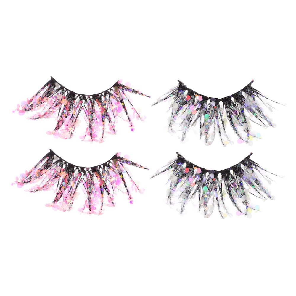 FRCOLOR 6 Pairs Glitter Colorful Glow-in-the-Dark False Eyelashes