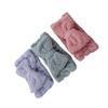 Housoutil 3-Piece Bow Headband Set, Coral Fleece Hairbands for Face Washing and Showering view 1