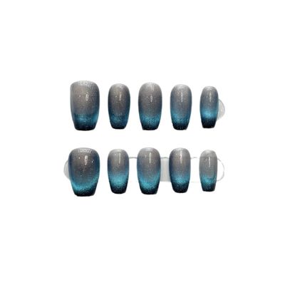 Handmade Cat-Eye Gradient Ballerina Press-On Nails, Full-Coverage, Color 16, Size M