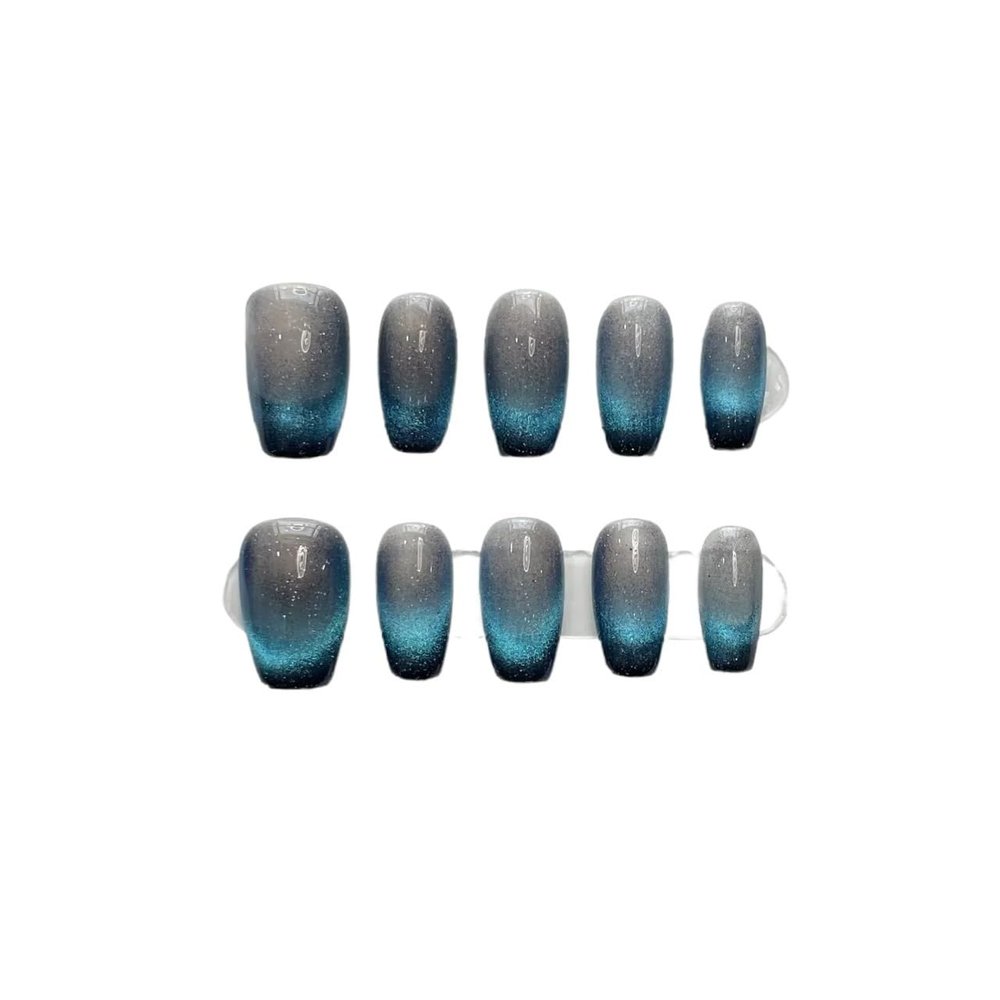 Handmade Cat-Eye Gradient Ballerina Press-On Nails, Full-Coverage, Color 16, Size M