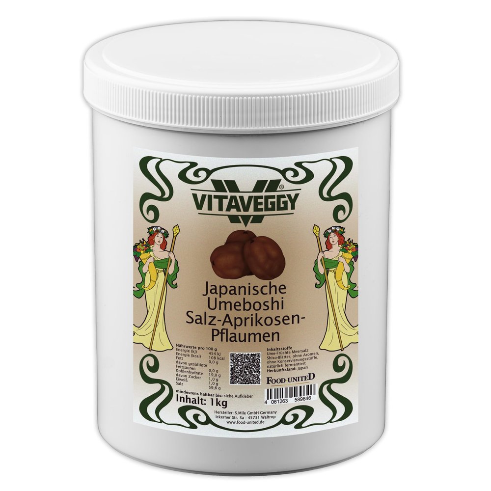 VITAVEGGY Japanese Umeboshi Salted Apricot-Plums, 500 g