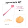 Angoily Silicone Shower Brush with Long Handle, Back Scrubber, Massage Function, 2-Piece Set view 3