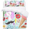 3-Piece Queen Duvet Cover Set, Breathable Tencel, Unicorn Ice Cream Girl Pattern view 2