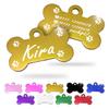 Ibera Gifts - Personalized Dog Tag in Bone Shape for Small to Medium Dogs and Cats (Gold, Paw Print) view 1