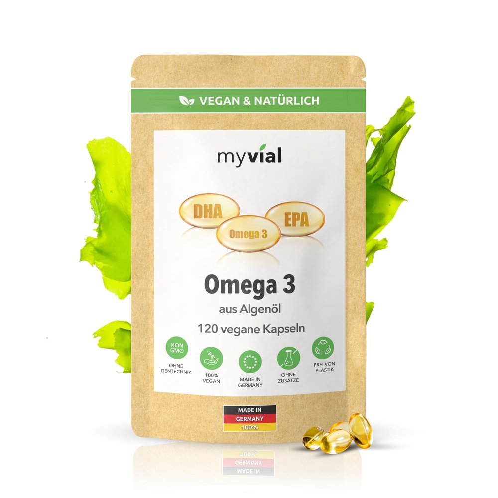 Vegan Omega-3 Capsules, 120 Count, 600 mg EPA & DHA from Algae, High-Dose, Triglyceride Form