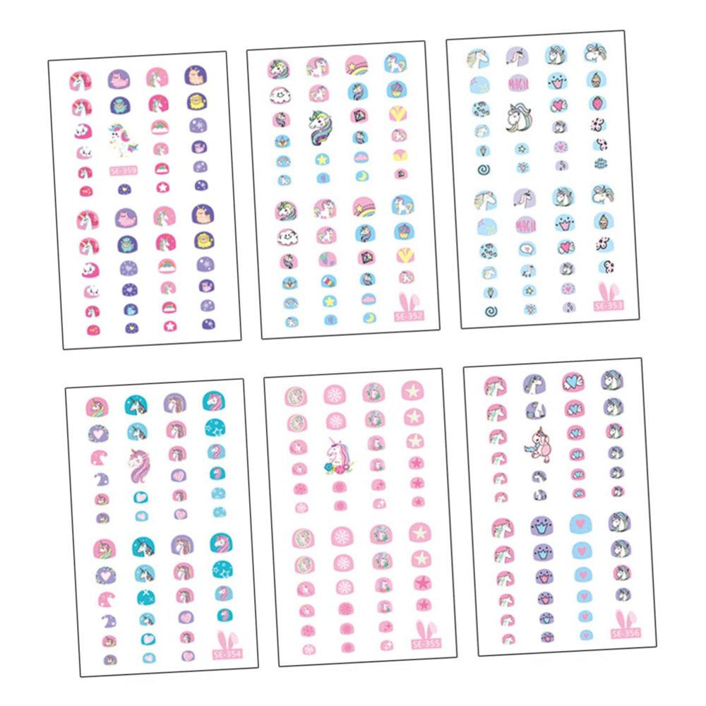 Housoutil Self-Adhesive Nail Stickers for Kids, 10 Sheets, Unicorn Design