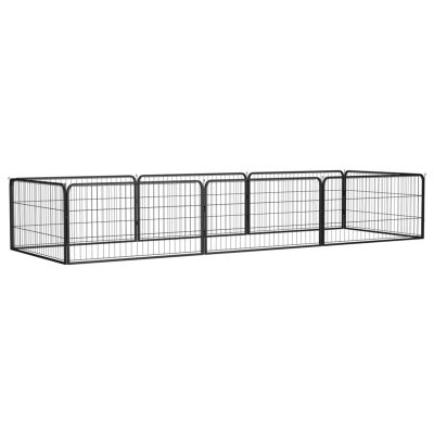 BAZZI Dog Cage, 8 Panels, Black, 100 x 50 cm, Powder-Coated Steel