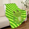 3D Green Frog Flannel Fleece Blanket, 130 x 150 cm view 3
