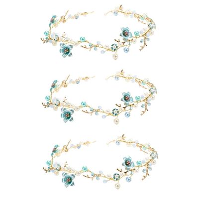 DOITOOL 3-Piece Wedding Headbands with Artificial Flowers and Pearls