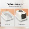 Covered Foldable Cat Litter Box with Scoop, Gray, 36 x 51 x 34 cm view 3