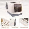 Covered Foldable Cat Litter Box with Scoop, Gray, 36 x 51 x 34 cm view 4