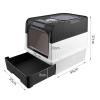 Enclosed Foldable Cat Litter Box, Large, with Lid & Deodorizing Set, Removable PP Plastic Tray, 49 x 37 x 35 cm (W, Black) view 2