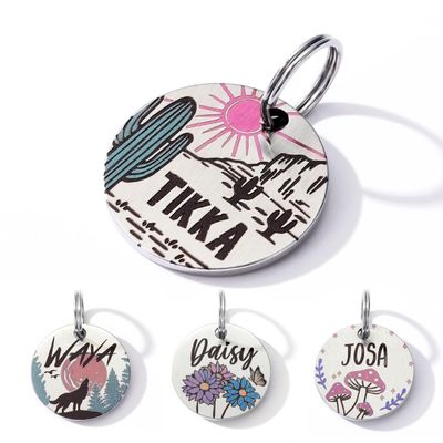 Nicovang: Colorful Engraved Dog Tag (Cactus)