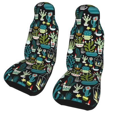 BEEOFICEPENG Car Seat Covers, Universal Front Seat Protectors, 2-Piece Set, Garden Cactus