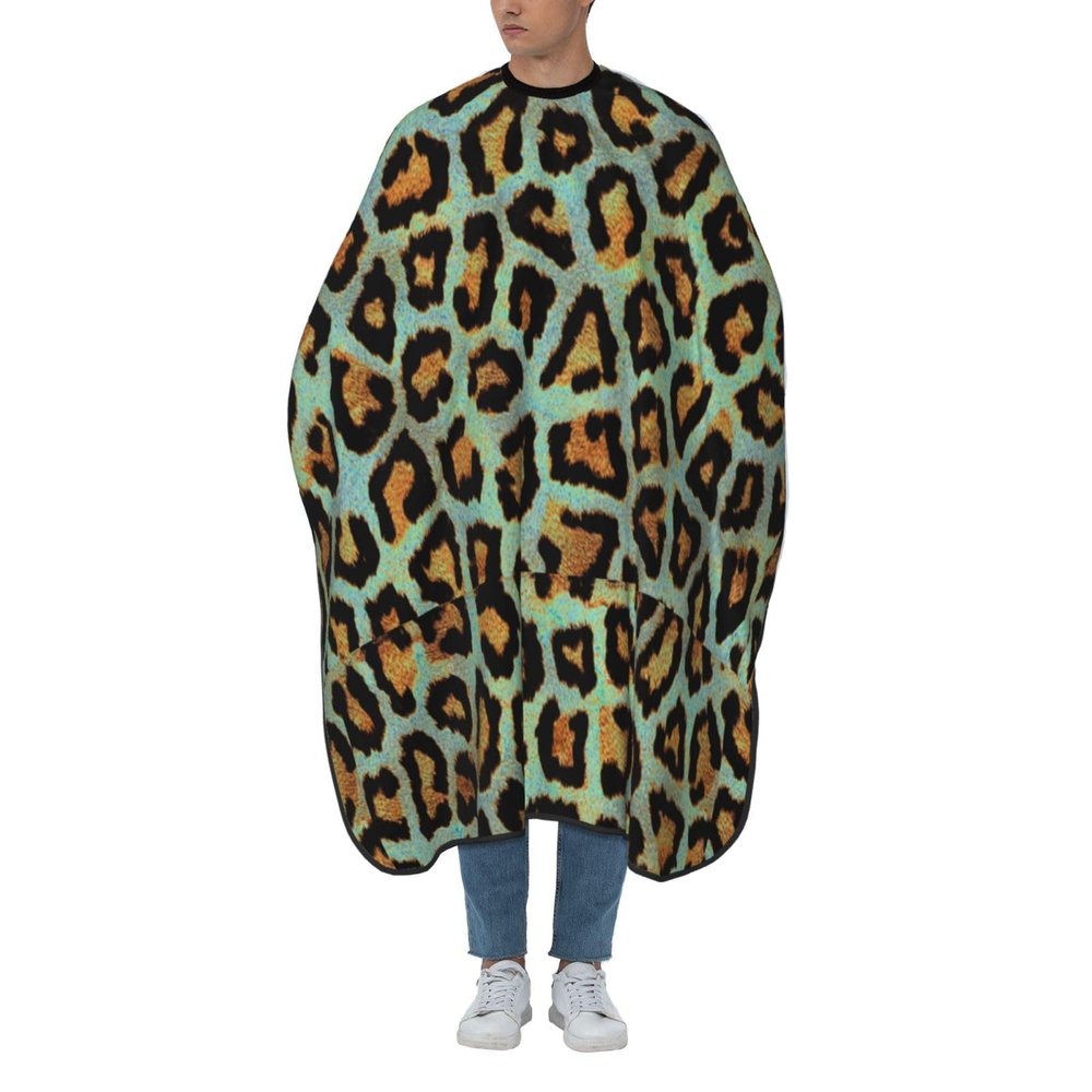 EgoMed Professional Haircut Cape, Blue-Green Leopard Print