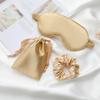 JIHUOO 3-Piece Synthetic Silk Satin Sleep Mask Set, Gold view 4