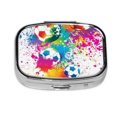 LAMAME Square Pill Organizer with Colorful Football Print
