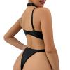 Gefomuofe Women's Wet-Look Party Bodysuit, Short Open-Body Patent Leather Look view 2