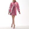 Women's Wet-Look Stretch Patent Leather and Leather Dress with Garter Detail view 2