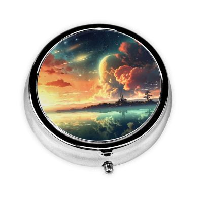 3-Compartment Pill Box, Portable Waterproof Anime Sky Organizer