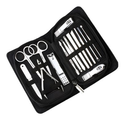 Housoutil Nail Clippers, Ergonomic Design, 15-Piece Black Stainless Steel Set