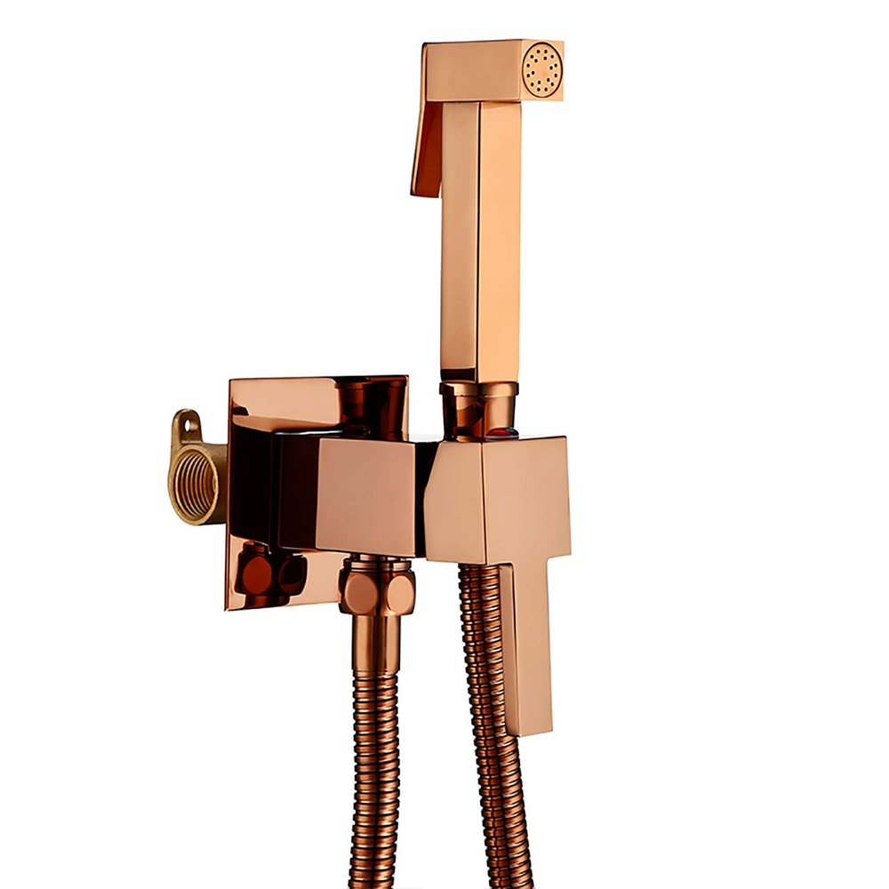 Handheld Bidet Sprayer for Toilet, Brass Hot and Cold Water Set, Rose Gold