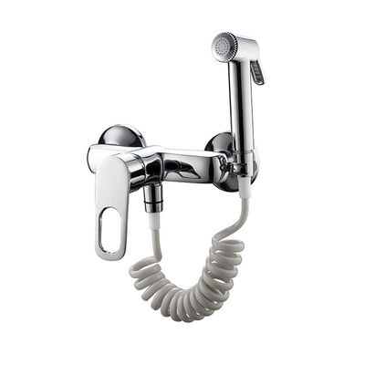 Chrome-Plated Brass Bidet Sprayer Set for Toilets, Wall-Mounted, Hot and Cold Water