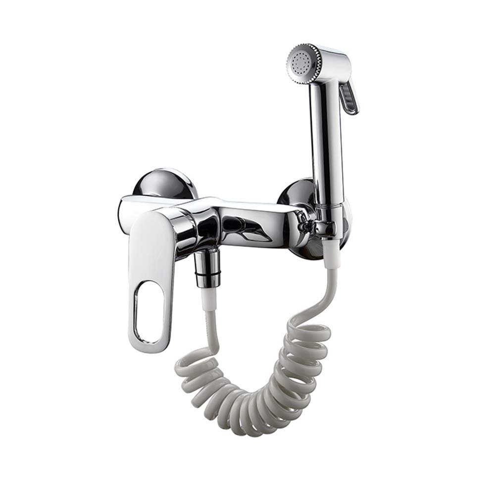 Chrome-Plated Brass Bidet Sprayer Set for Toilets, Wall-Mounted, Hot and Cold Water
