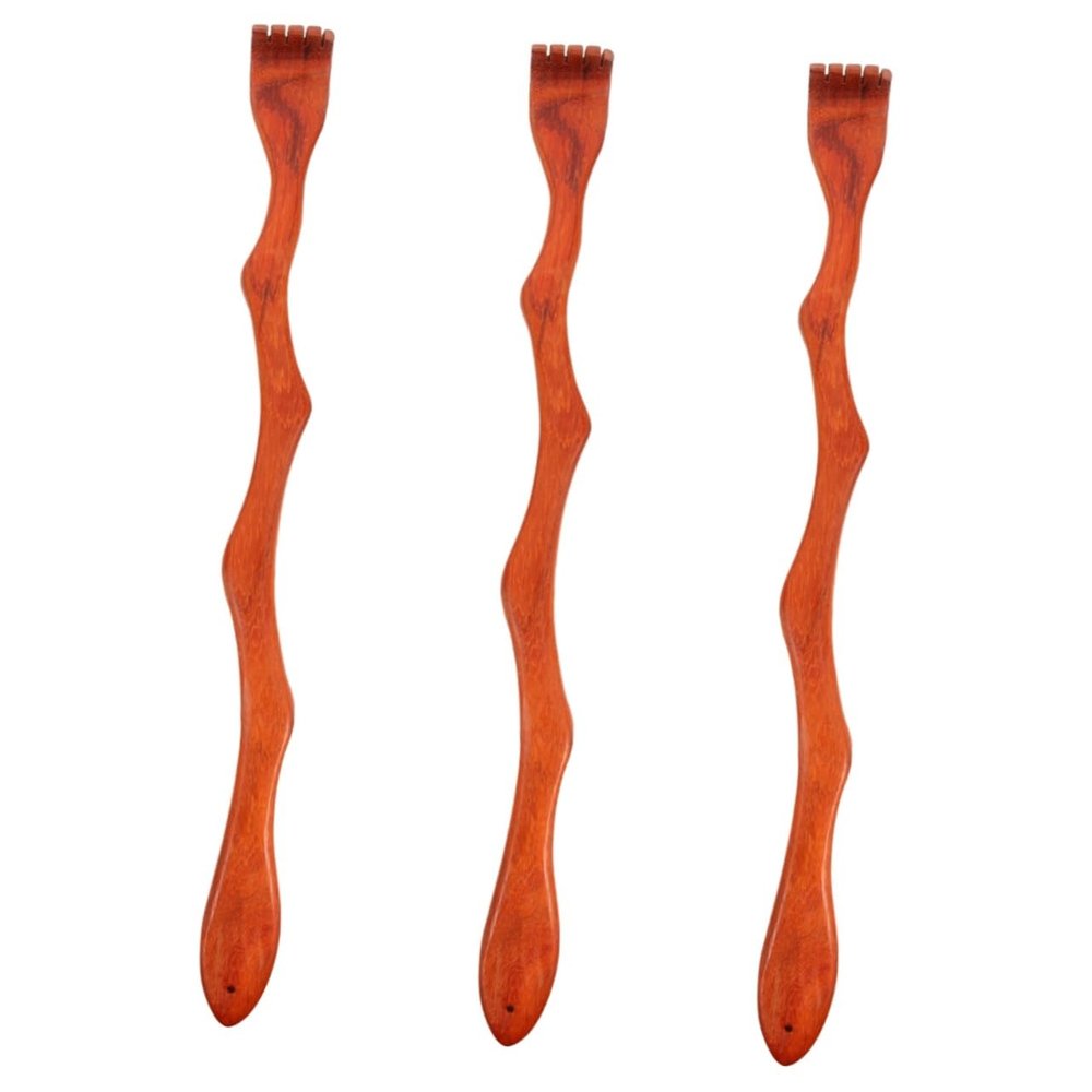 GLEAVI 3-Piece Extendable Wooden Back Scratcher Set with Red Pear Pendant