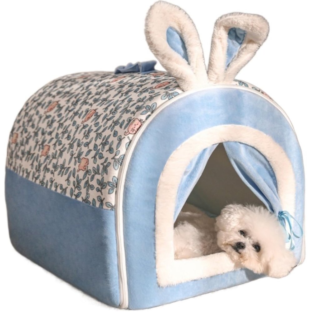 Soft Triangular Pet Bed for Dogs and Cats, Blue