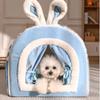 Soft Triangular Pet Bed for Dogs and Cats, Blue view 3