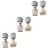 Housoutil 3-Piece Short Curly Wigs, Silver Gray view 1