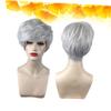 Housoutil 3-Piece Short Curly Wigs, Silver Gray view 2