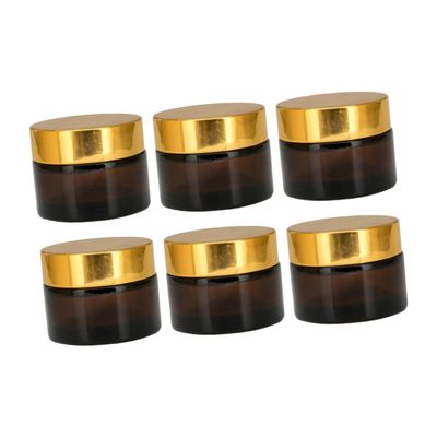 SOESFOUFU 6-Piece Brown Glass Cosmetic Jars with Lids