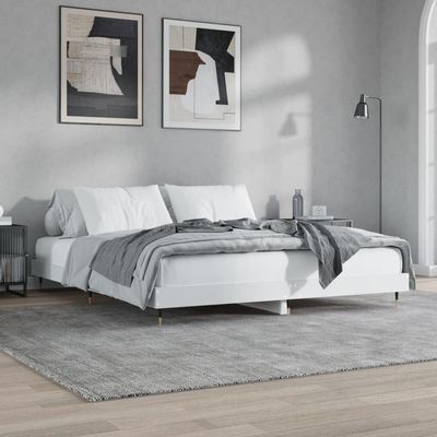 White Wood-Effect Youth Bed Frame with Headboard, 120 x 200 cm