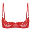 GRRKDFQ Sexy Women's Open Half-Cup Lace Bra, Red, M view 1