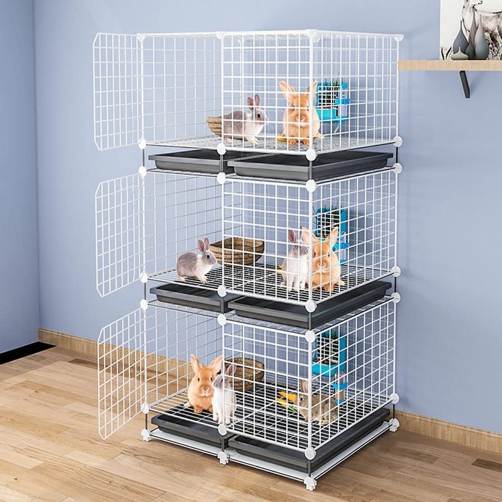 Rabbit Cage, Indoor Rabbit House, 2-Story Large Rabbit Home