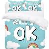 King Duvet Cover Set, Everything Will Be Ok Blue, 3-Piece view 2