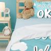 King Duvet Cover Set, Everything Will Be Ok Blue, 3-Piece view 4